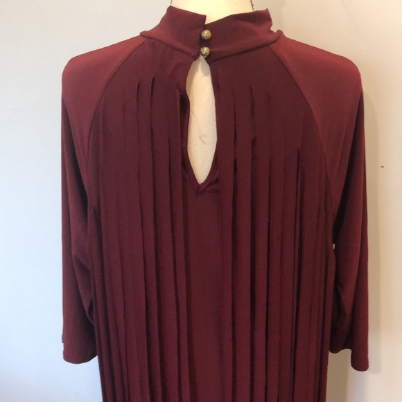 Touch Me burgundy red tassel  shirt 3/4 sleeves back closure SZ 1X - Picture 8 of 11